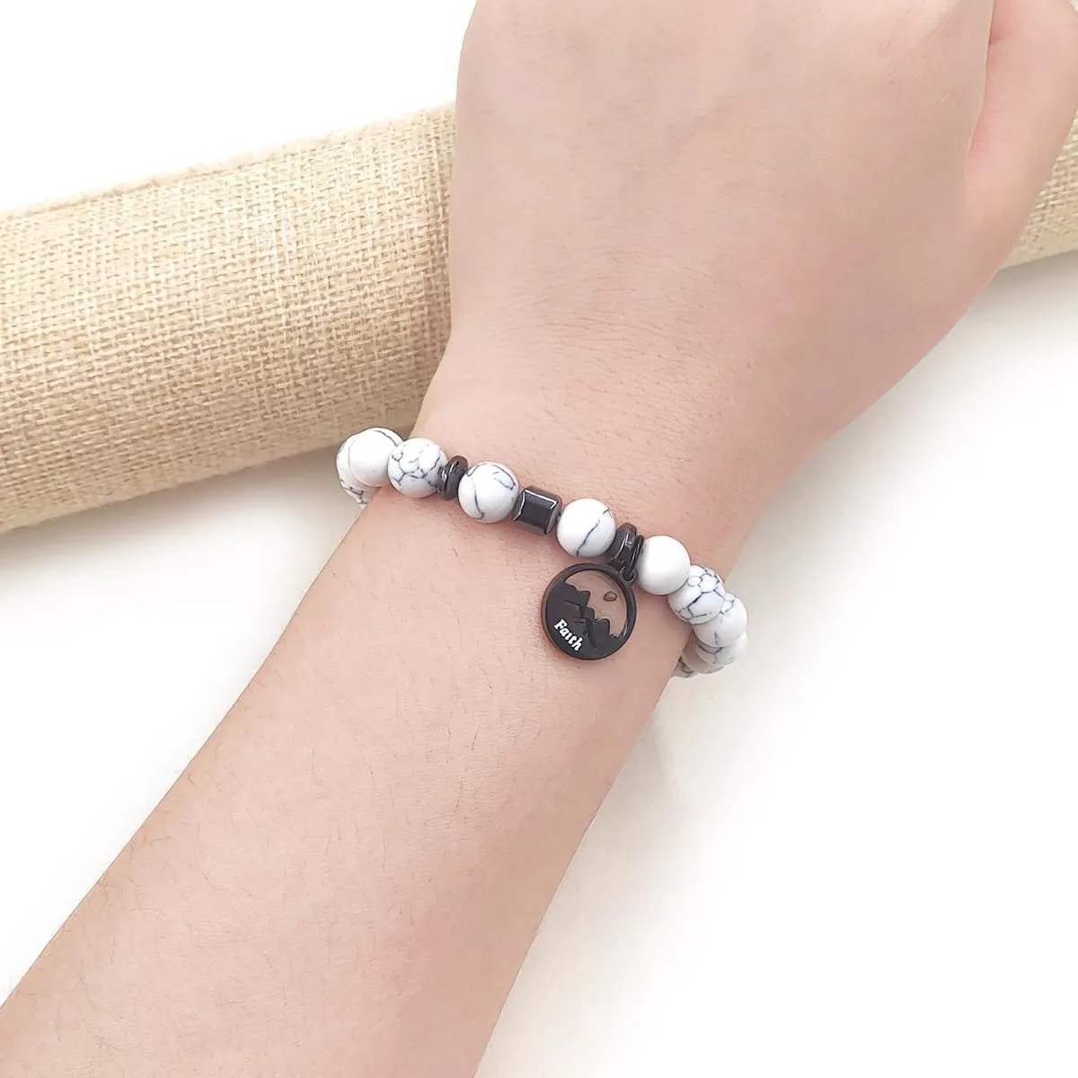 | Black Agate Bead Bracelet | Mustard Seed Pendant Bracelet | Obsidian Beaded Bracelet | Christian Faith Bead Bracelet | Unisex Religious Jewelry | Daily Wear Accessory | Y4107