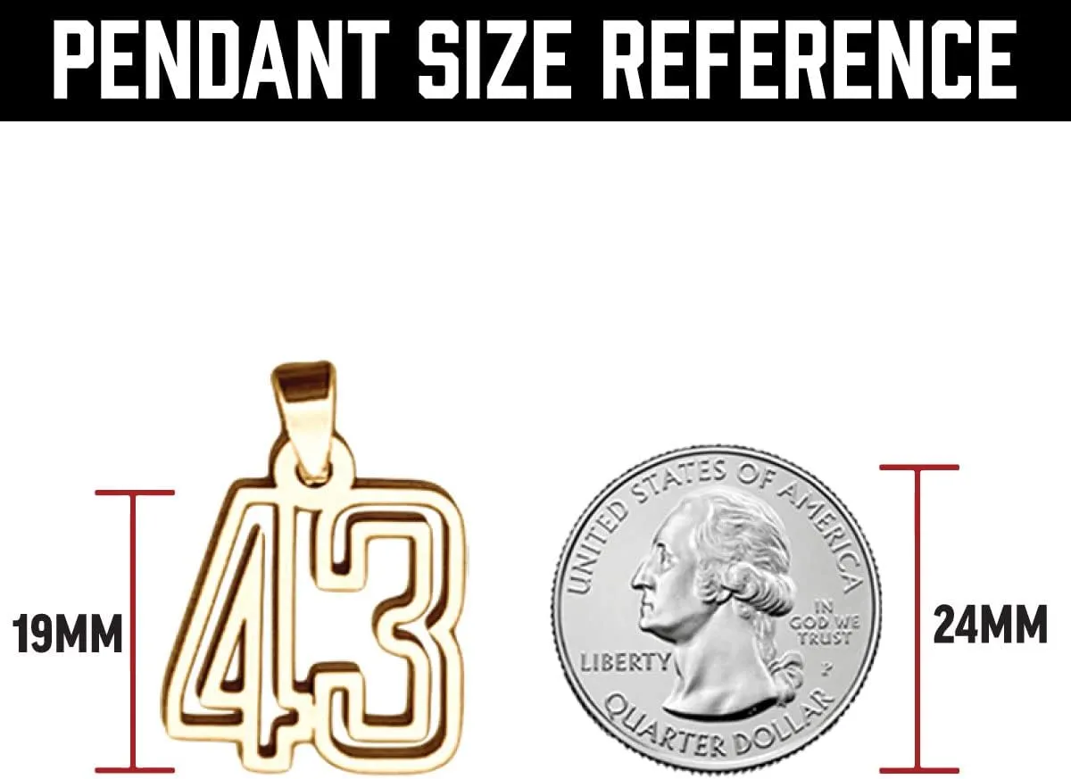 00-99 Varsity Number Pendant With Chain Necklace - 14K Gold Plated Stainless Steel