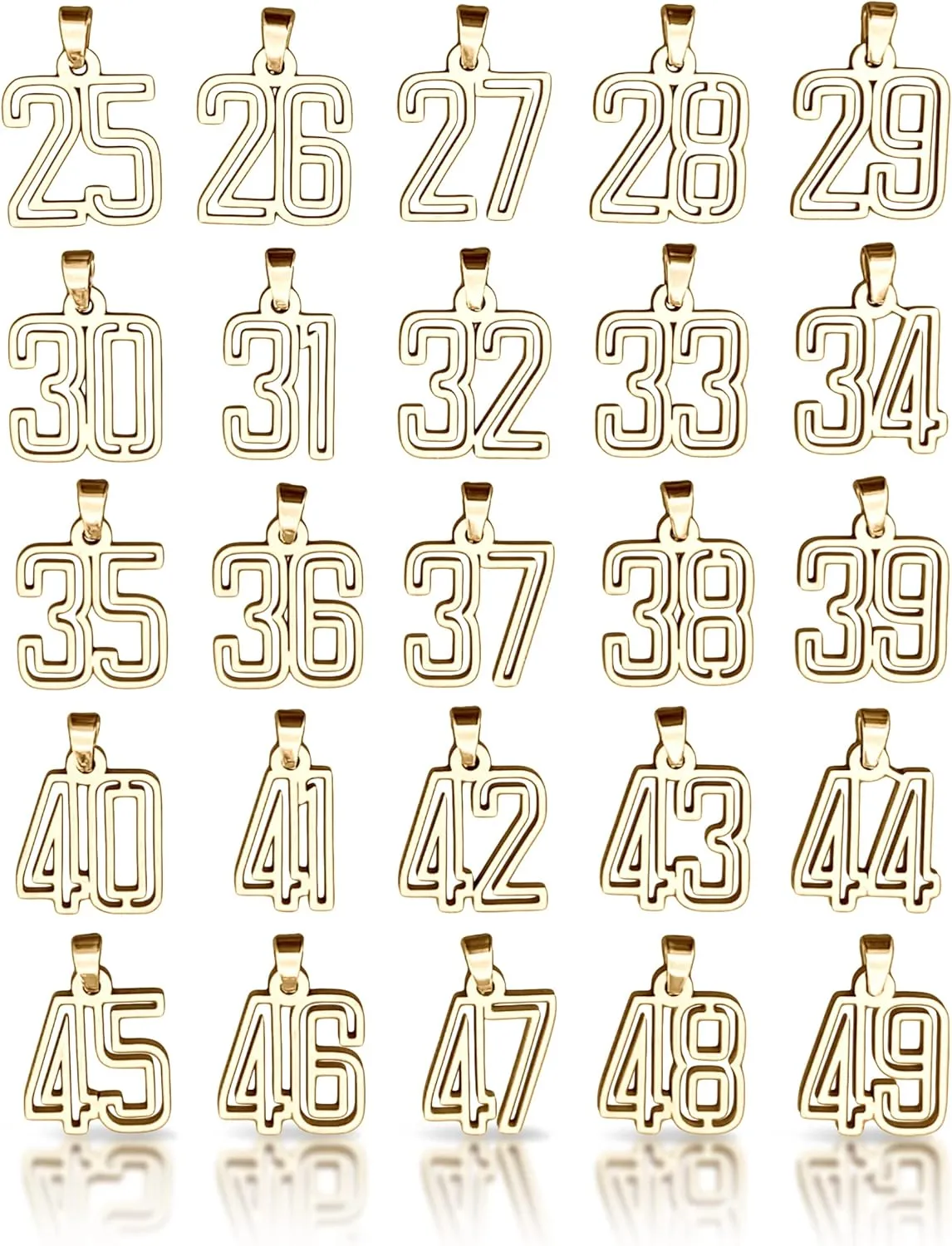00-99 Varsity Number Pendant With Chain Necklace - 14K Gold Plated Stainless Steel