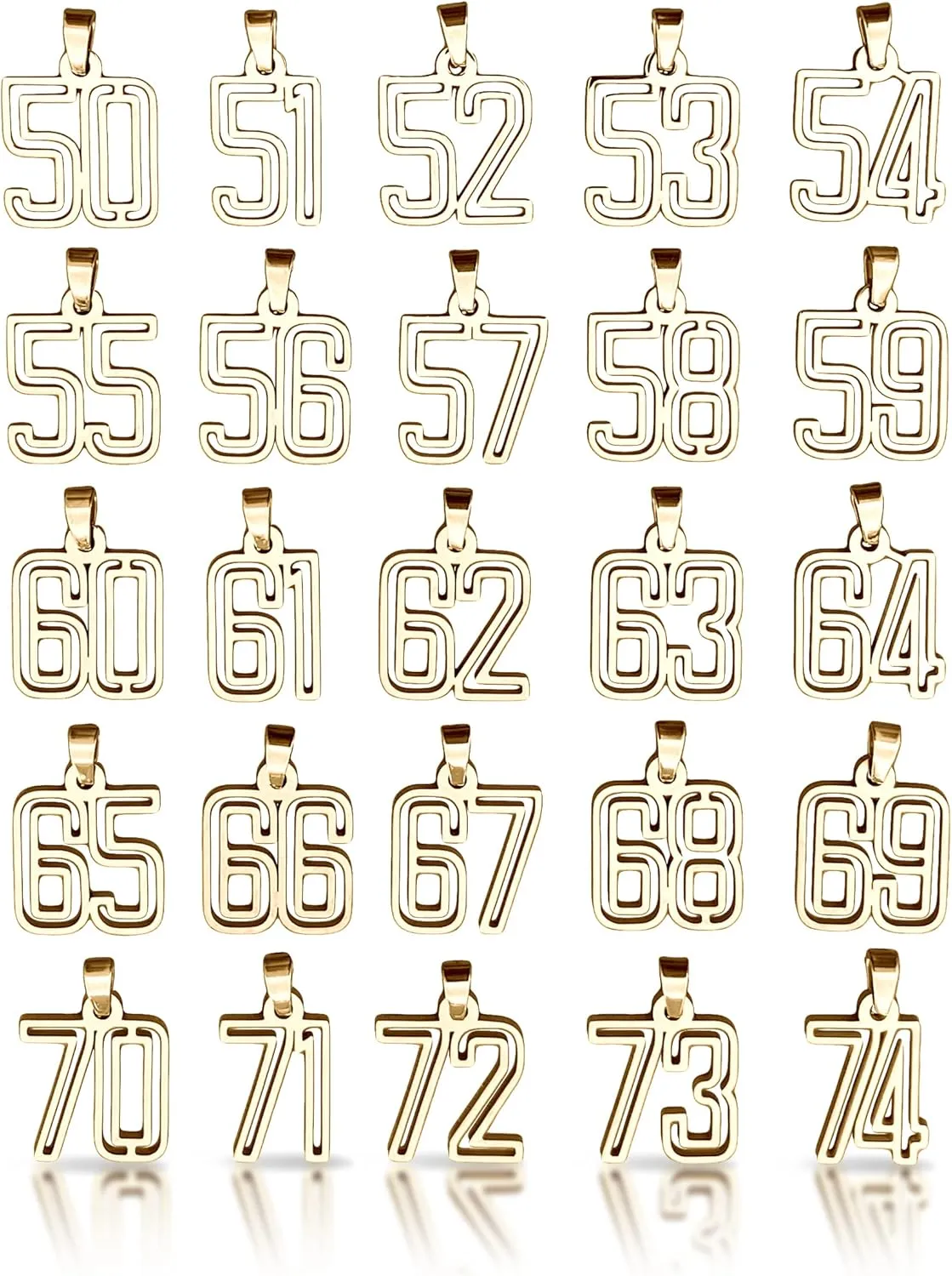 00-99 Varsity Number Pendant With Chain Necklace - 14K Gold Plated Stainless Steel