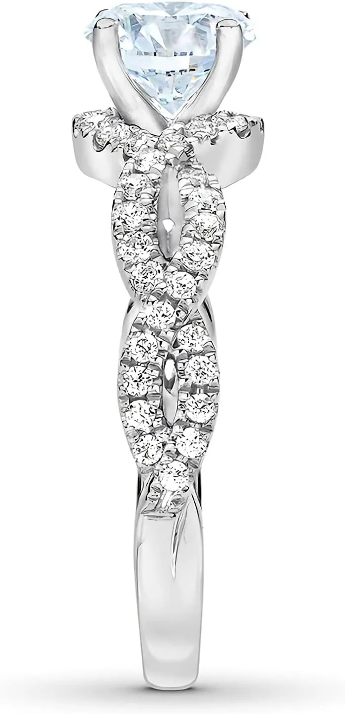 1-1/3 Carat (ctw) Moissanite Engagement Rings for Women Platinum Plated Silver Ring moissanite rings