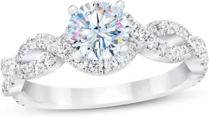 1-1/3 Carat (ctw) Moissanite Engagement Rings for Women Platinum Plated Silver Ring moissanite rings