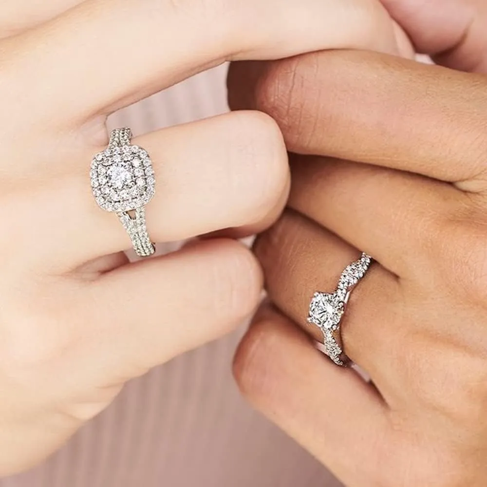 1-1/3 Carat (ctw) Moissanite Engagement Rings for Women Platinum Plated Silver Ring moissanite rings