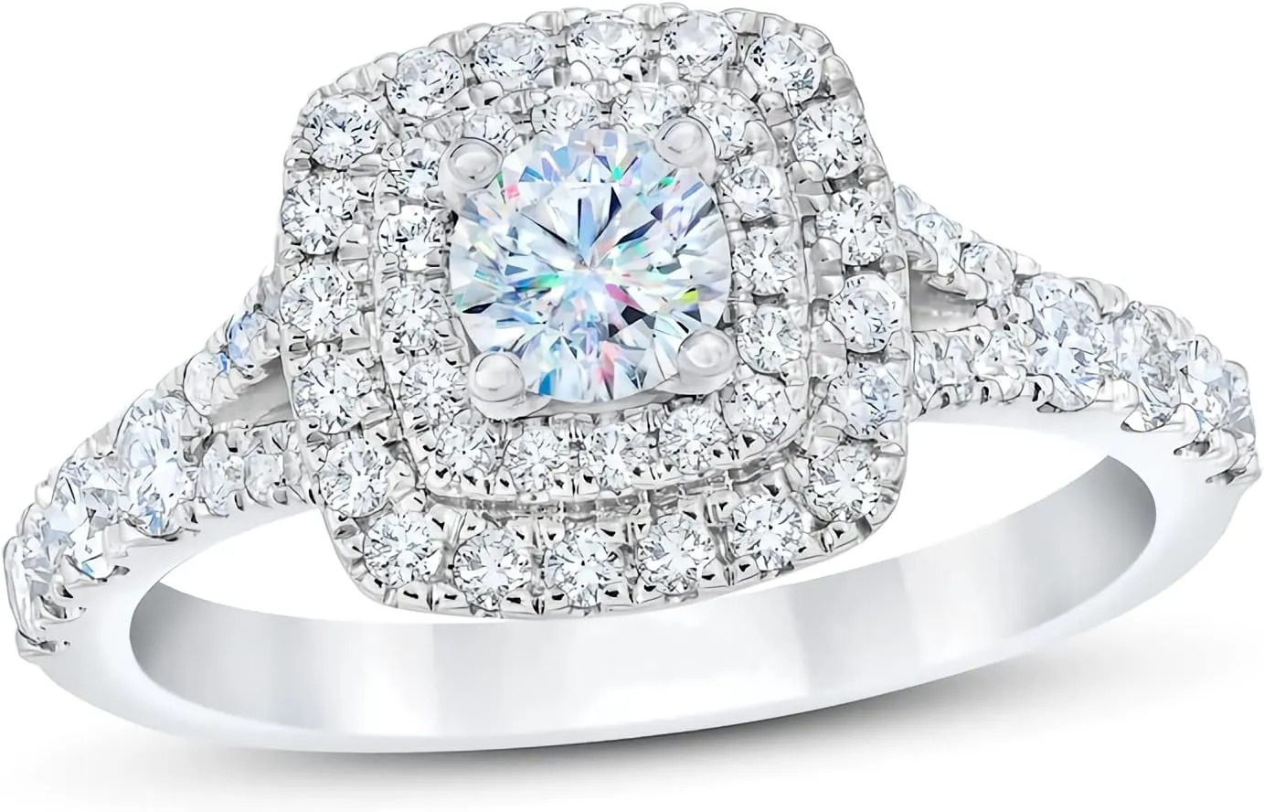 1-1/5 Carat Bridal Set Moissanite Engagement Rings for women Platinum Plated Silver Ring Moissanite Rings