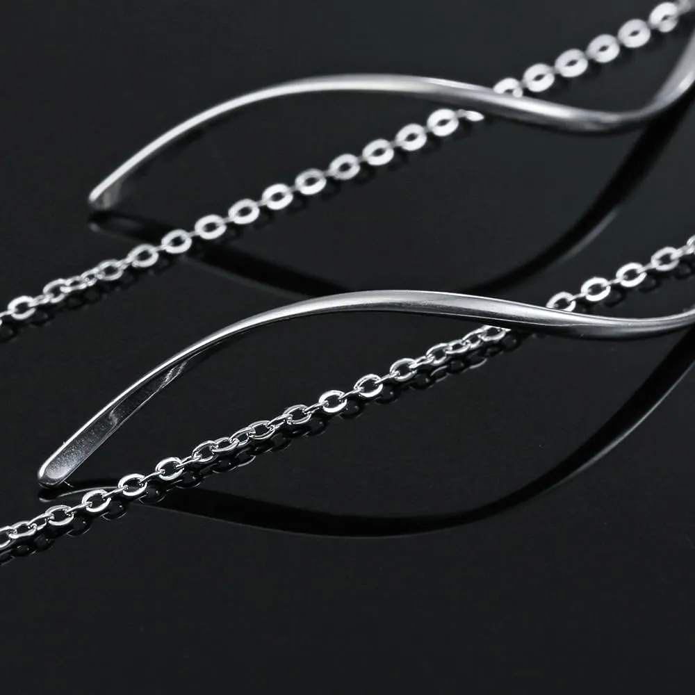 1 Pair Double Horn Chain gauges Earrings Dangle Plugs Tunnels Hypoallergenic Stainless Steel Ear Gauges 00G 8mm-25mm (0G-1") Body Piercing Jewelry