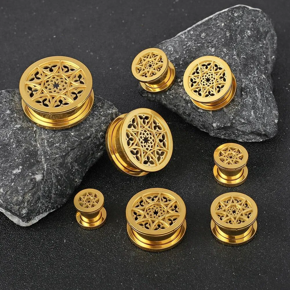 1 Pair New Classic gauges Ear Plugs Tunnels Hypoallergenic 316 Stainless Steel Ear Gauges 8mm-25mm (0G-1") Body Piercing Jewelry