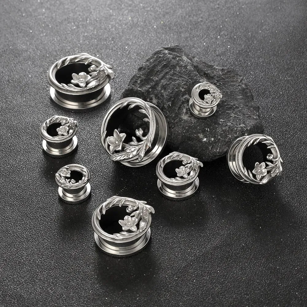 1 Pair New Classic gauges Ear Plugs Tunnels Hypoallergenic 316 Stainless Steel Ear Gauges 8mm-25mm (0G-1") Body Piercing Jewelry