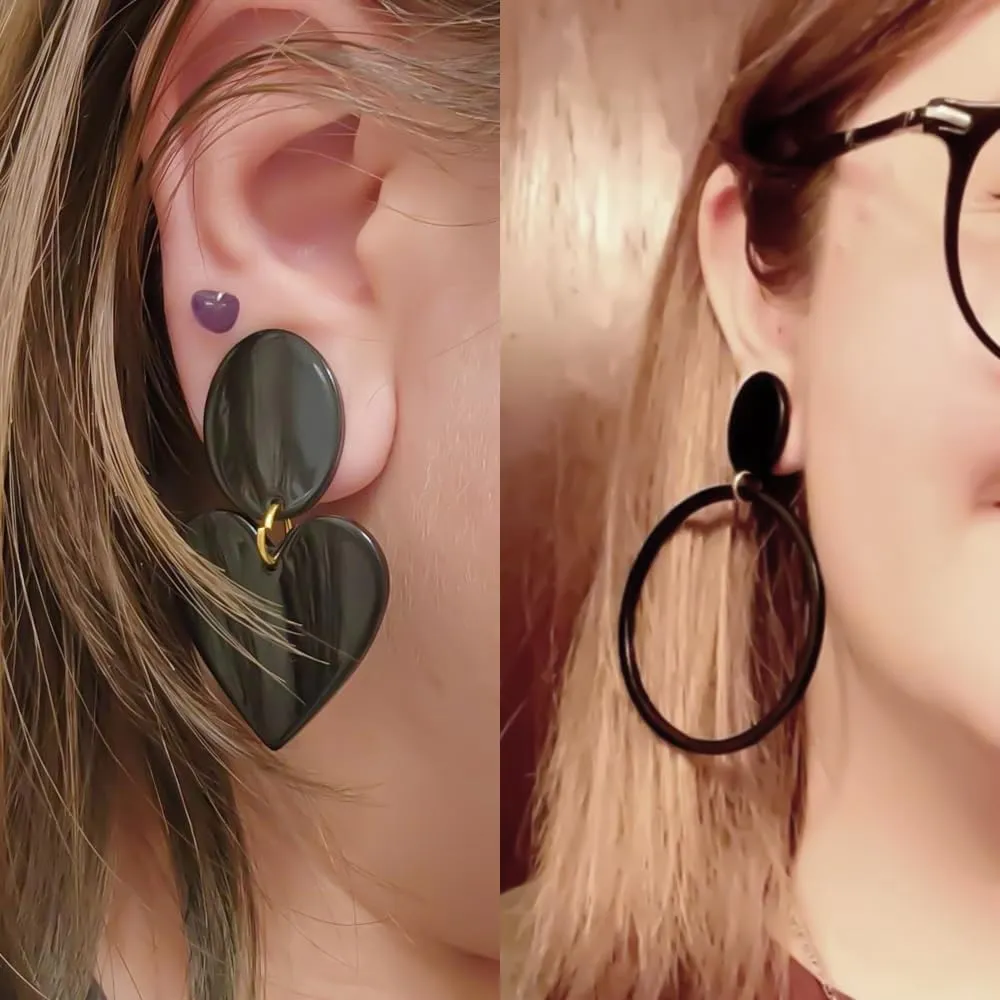 1 Pair Stainless Steel Ear Gauges Plugs - Dangle DIY Tunnel Plugs for Ear Stretching, Body Jewelry Accessories for Men and Women
