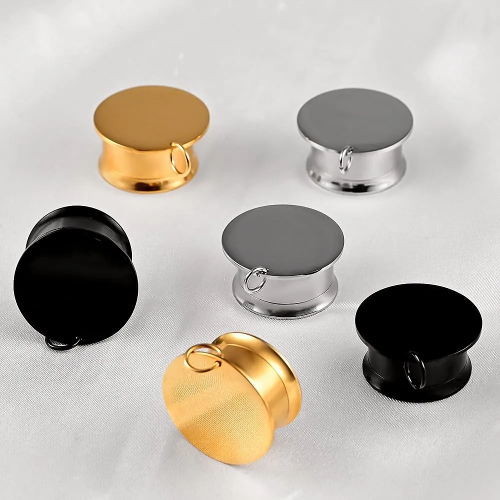 1 Pair Stainless Steel Ear Gauges Plugs - Dangle DIY Tunnel Plugs for Ear Stretching, Body Jewelry Accessories for Men and Women