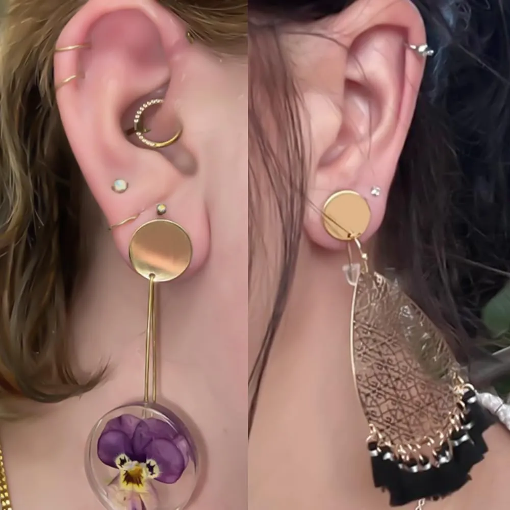 1 Pair Stainless Steel Ear Gauges Plugs - Dangle DIY Tunnel Plugs for Ear Stretching, Body Jewelry Accessories for Men and Women