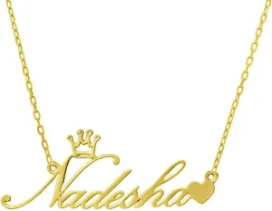10K/14K/18K Solid Gold Name Plate Necklace,Real Gold Customized Name Necklace with Birthstone for Women,Personalized 1-4 Nameplates Necklaces Birthday for Her Girls