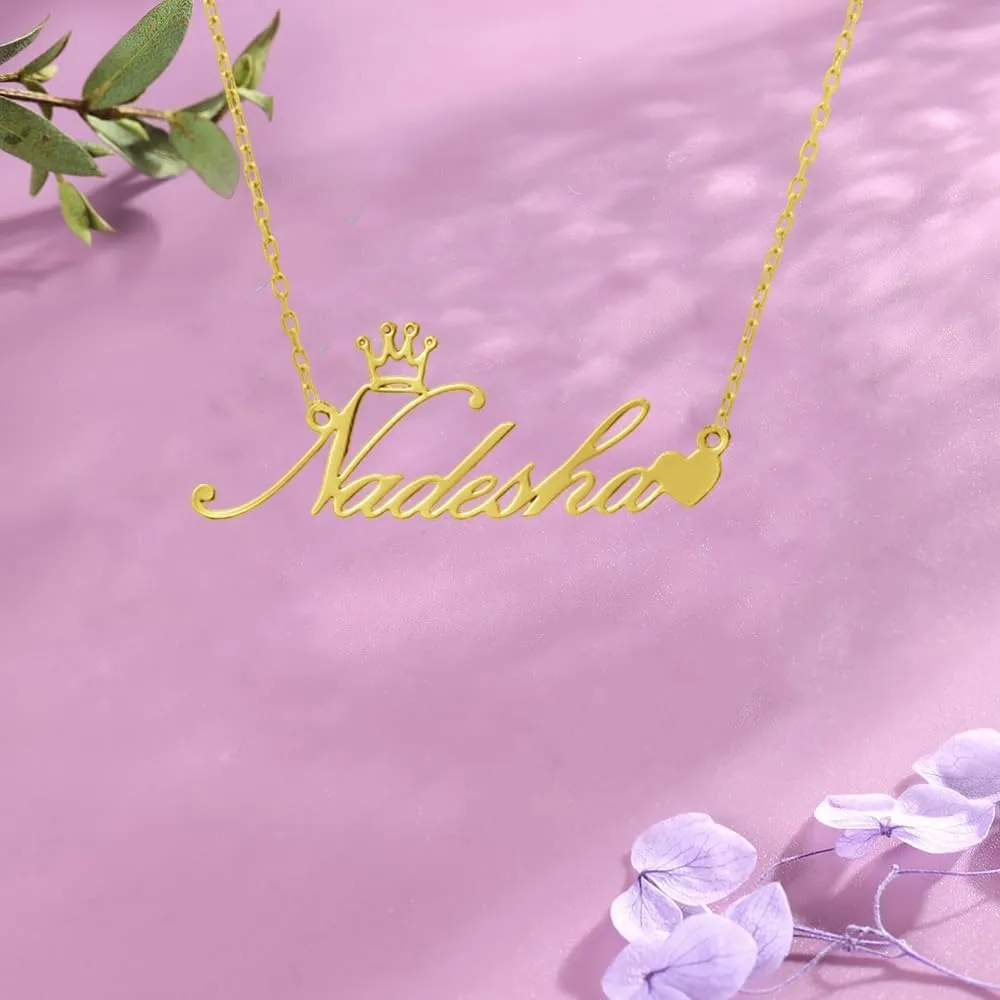 10K/14K/18K Solid Gold Name Plate Necklace,Real Gold Customized Name Necklace with Birthstone for Women,Personalized 1-4 Nameplates Necklaces Birthday for Her Girls