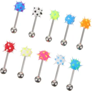 10pcs Hairy Ball Tongue Pin Flexible Tongue Ring Tongue Ball Jewelry Navel Belly Ring Lip Kits Stylish Tongue Belly for Women Body Jewels Nose Ring Silicone