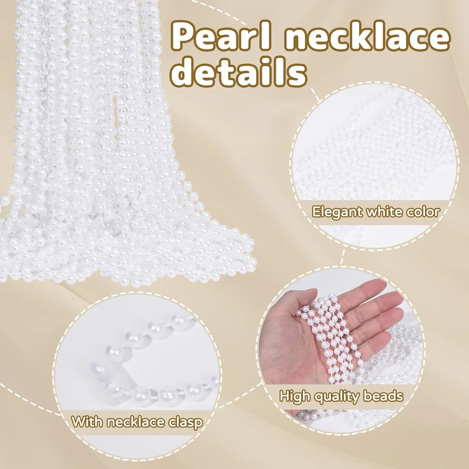 12 Pack Faux Pearl Necklace Bulk Long Pearl Women's Jewelry 1920s White Pearl Party Favors Wedding Bridal Shower Tea Birthday Decorations
