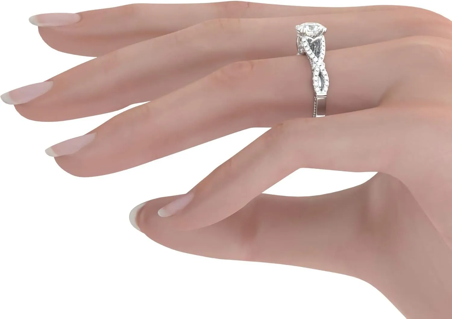 1.28 Carat (ctw) Moissanite Engagement Rings for women Vintage Platinum Plated Silver Ring Moissanite Rings