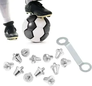 12Pcs Football Shoe Studs, 11mm 12mm Football Cleats Screw on Studs, Aluminum Alloy Soccer Studs, Football Cleats Metal Studs for Indoor Outdoor Adults Shoes Training Grey One Size
