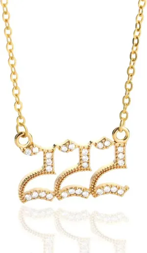 14k Gold Angel Number Necklace, Dainty Pendants Necklace for Women, 111 222 333 444 555 666 777 888 999 Personalized Number Chain