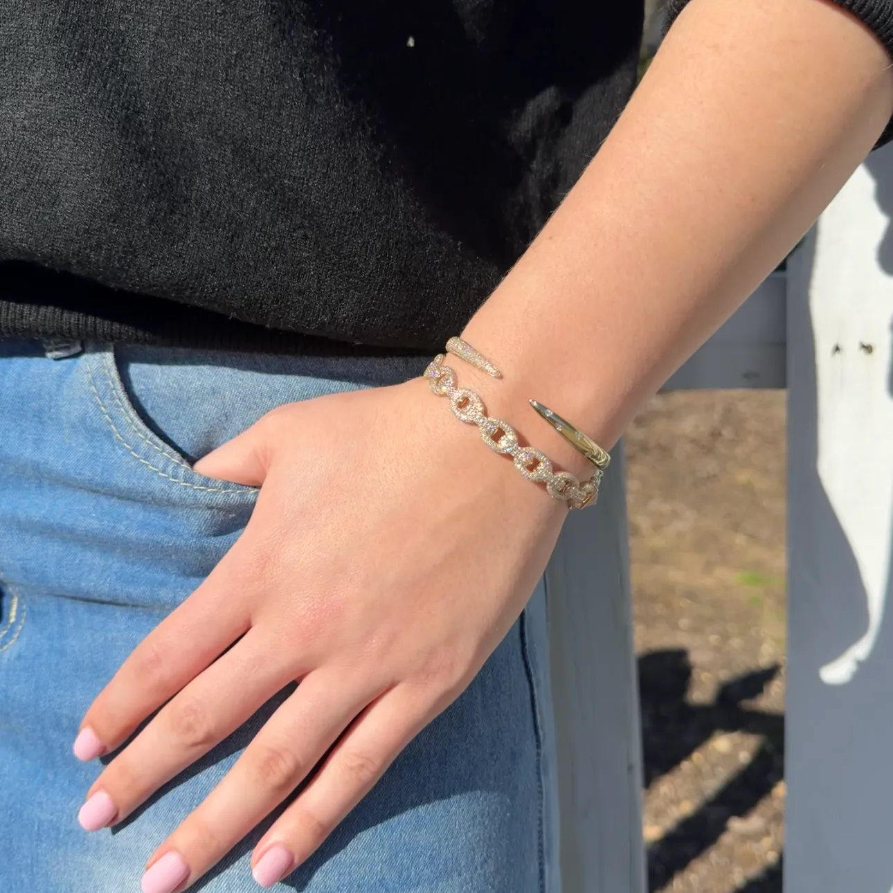 14K GOLD DIAMOND CLEO CLAW BANGLE