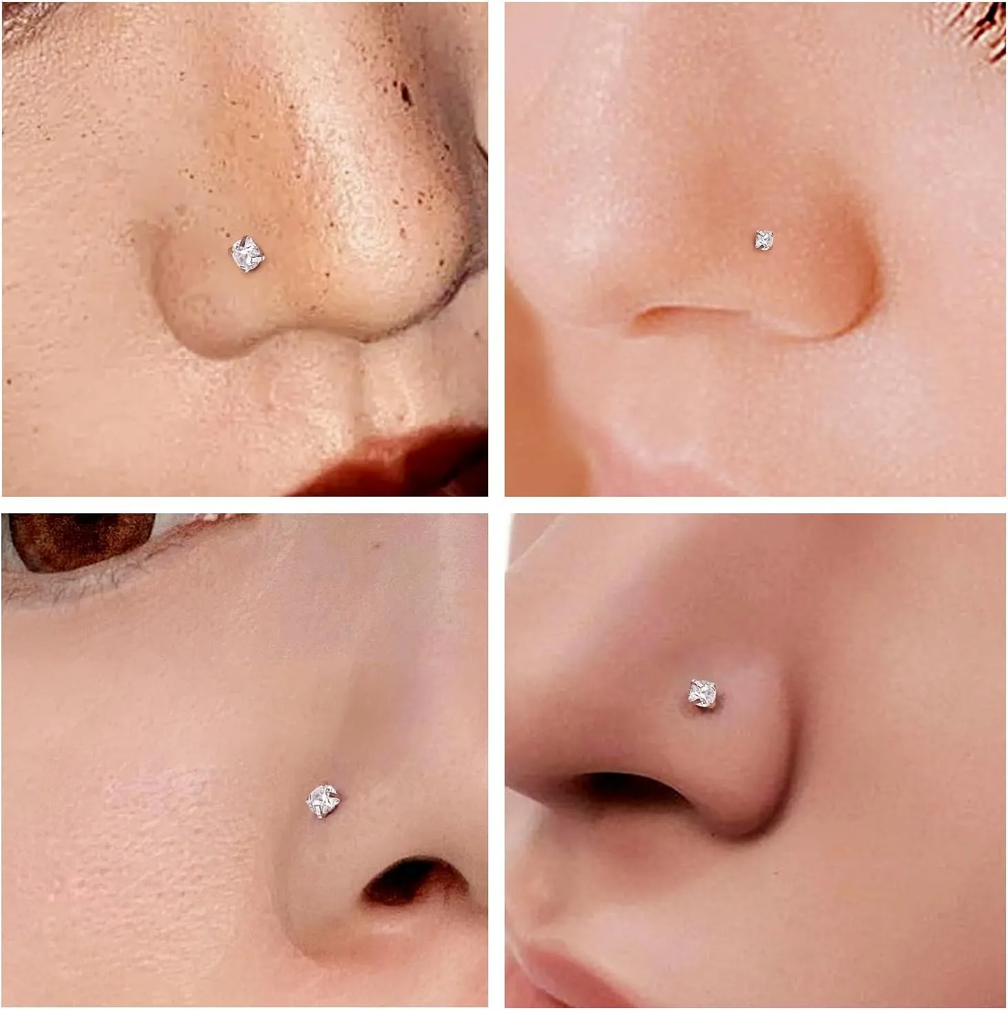 14K Gold Filled Threadless Nose Rings Studs Flat Back Earrings 20G 18G 16G 316L Surgical Steel Nose Rings Studs Tragus Helix Conch Cartilage Earrings Hoop Piercing Jewelry For Women Men