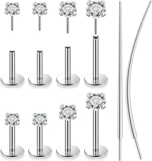 14K Gold Filled Threadless Nose Rings Studs Flat Back Earrings 20G 18G 16G 316L Surgical Steel Nose Rings Studs Tragus Helix Conch Cartilage Earrings Hoop Piercing Jewelry For Women Men