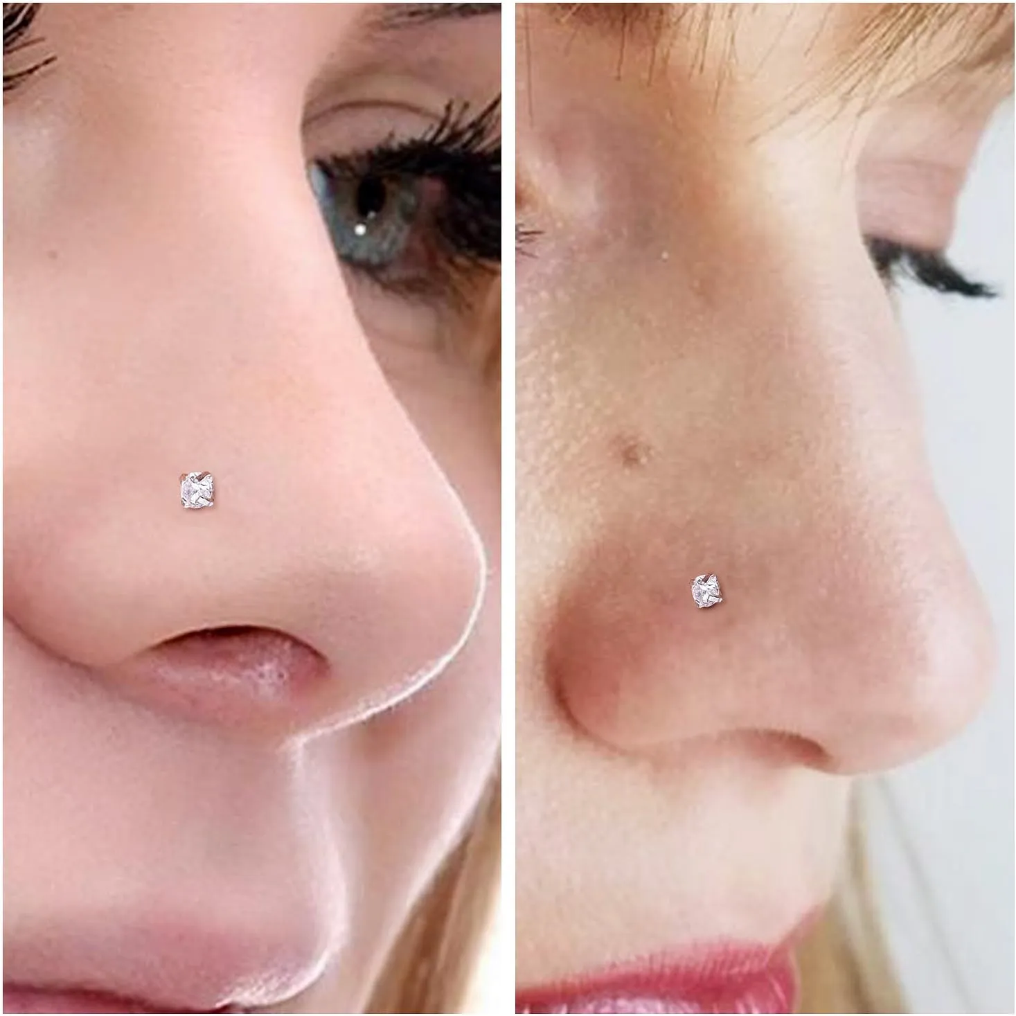 14K Gold Filled Threadless Nose Rings Studs Flat Back Earrings 20G 18G 16G 316L Surgical Steel Nose Rings Studs Tragus Helix Conch Cartilage Earrings Hoop Piercing Jewelry For Women Men