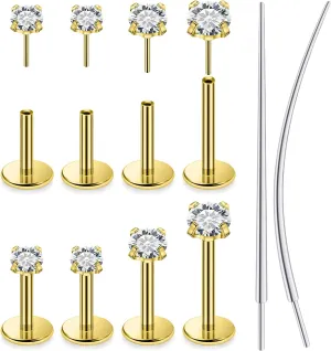 14K Gold Filled Threadless Nose Rings Studs Flat Back Earrings 20G 18G 16G 316L Surgical Steel Nose Rings Studs Tragus Helix Conch Cartilage Earrings Hoop Piercing Jewelry For Women Men