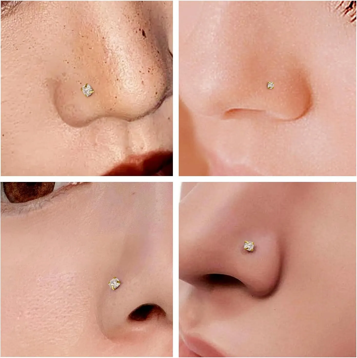 14K Gold Filled Threadless Nose Rings Studs Flat Back Earrings 20G 18G 16G 316L Surgical Steel Nose Rings Studs Tragus Helix Conch Cartilage Earrings Hoop Piercing Jewelry For Women Men