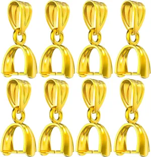 14K Gold Plated 925 Sterling Silver Pinch Bails for Pendants Clasp Connectors Bails for Jewelry Necklace Clip Pendant Clasps(Made in Italy)