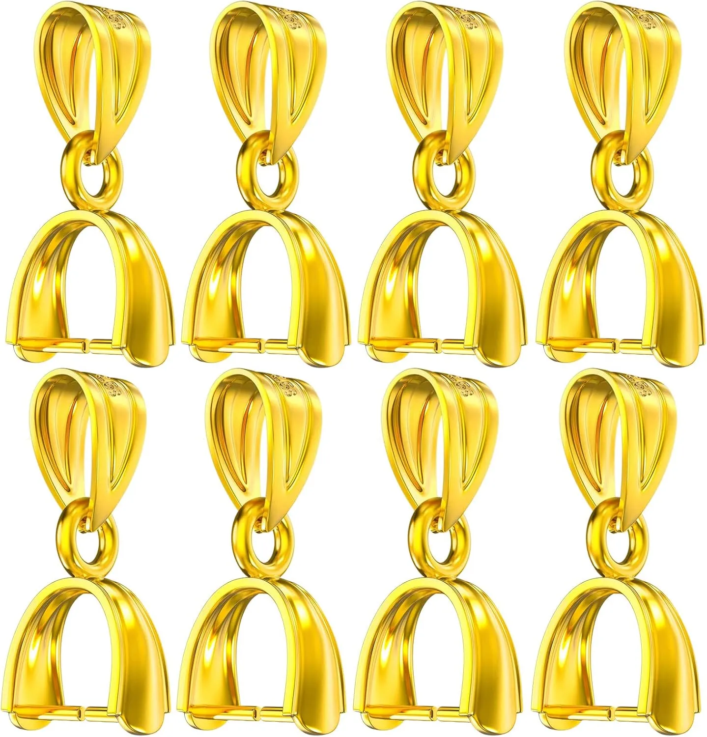 14K Gold Plated 925 Sterling Silver Pinch Bails for Pendants Clasp Connectors Bails for Jewelry Necklace Clip Pendant Clasps(Made in Italy)