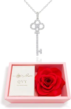 14K Gold Plated Key Necklace for Women  CZ Cubic Zirconia Key Pendant Layering Necklaces  Non-Tarnish Sparkly Jewelry Gifts for Her Mom [KN-CZ]