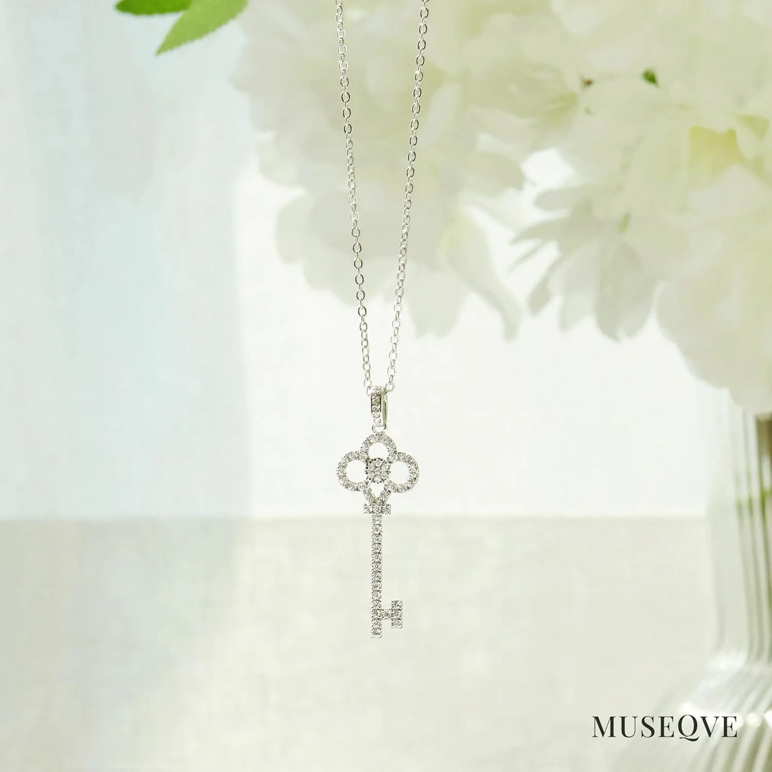 14K Gold Plated Key Necklace for Women  CZ Cubic Zirconia Key Pendant Layering Necklaces  Non-Tarnish Sparkly Jewelry Gifts for Her Mom [KN-CZ]