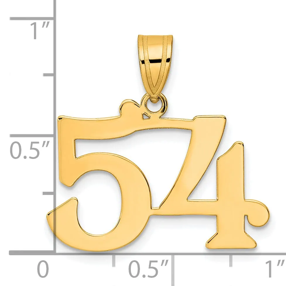 14k Yellow Gold Polished Finish Number 54 Charm Pendant