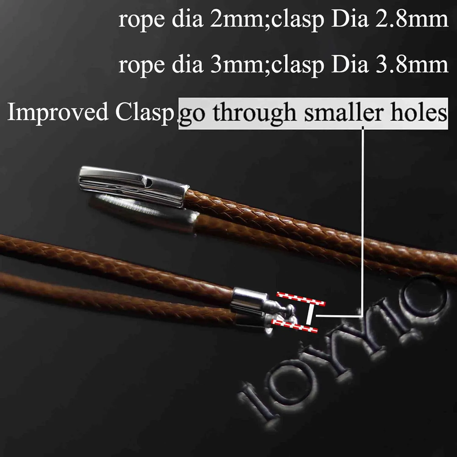 14" to 50" 2MM/3MM Waterproof Braided Leather Chain Cord Necklace for Men/Women, Brown/Black Rope Chain for pendant (Gift Box)