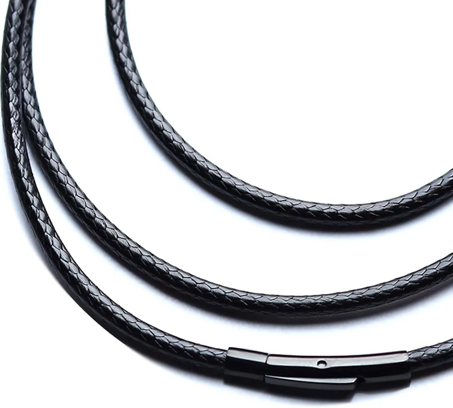 14" to 50" 2MM/3MM Waterproof Braided Leather Chain Cord Necklace for Men/Women, Brown/Black Rope Chain for pendant (Gift Box)