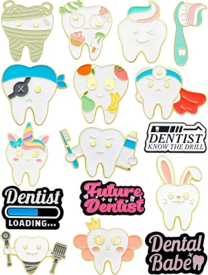 16-Piece Cute Dental Enamel Pins  Adorable Dentist Pins for Dentists, Dental Students & Enthusiasts  Fun and Creative Gift Idea