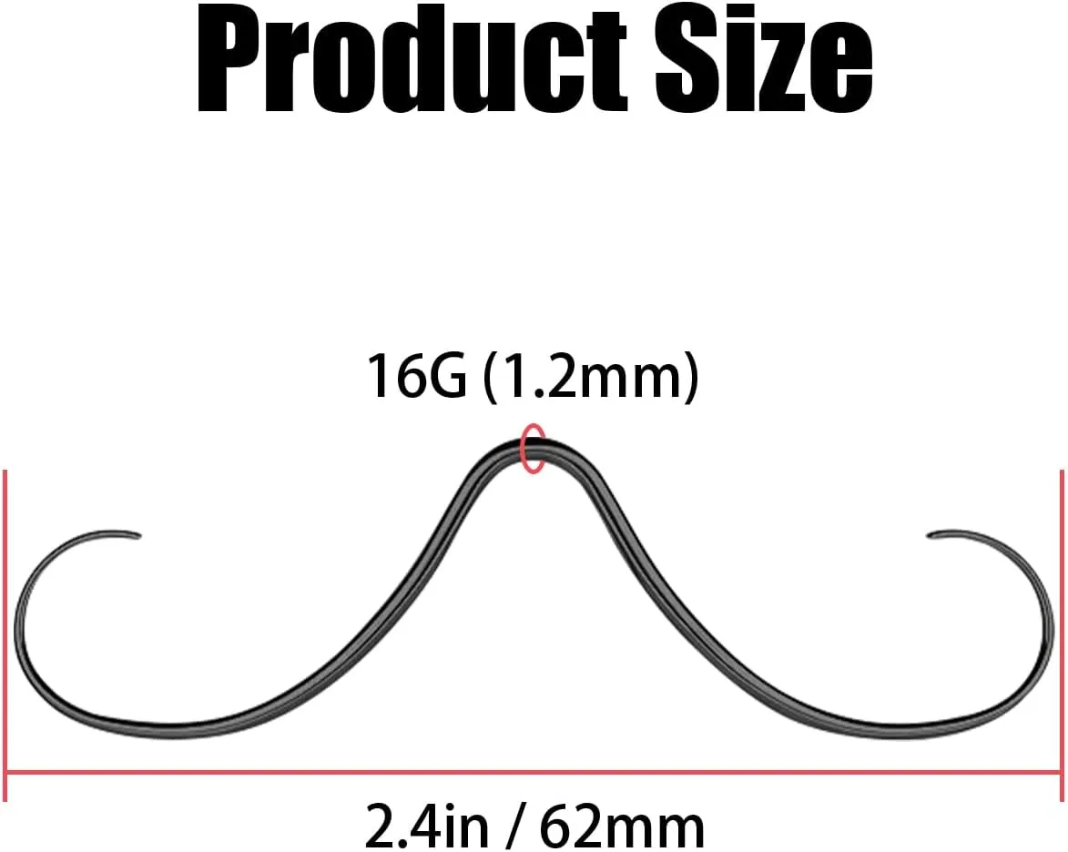 16G 14G Mustache Septum Ring PVD Plated Septum Mustache Nose Ring 316L Surgical Steel Piercing Jewelry for Women Men