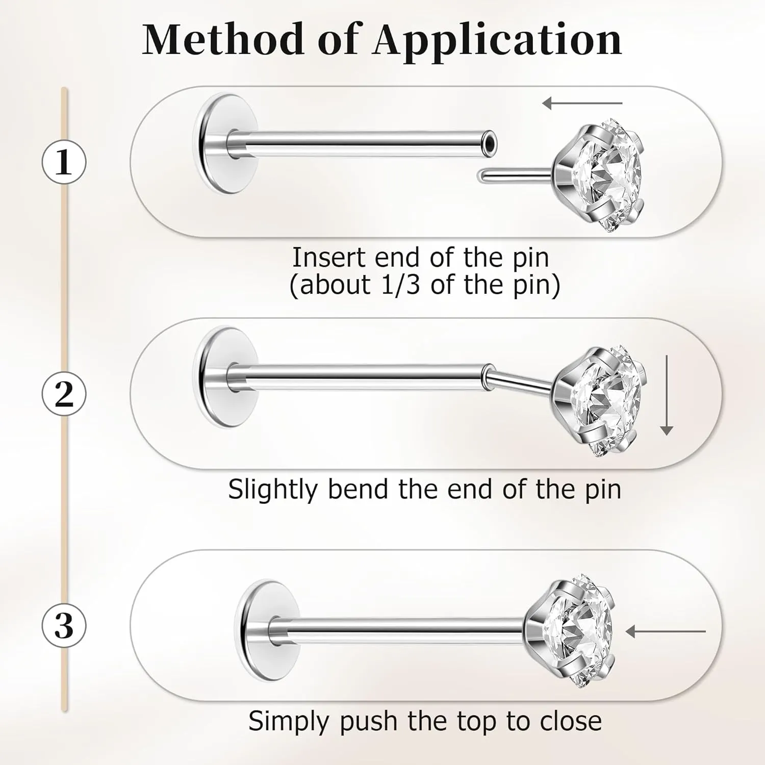 16G 18G 20G 316L Stainless Steel Threadless Push in Labret Monroe Studs Lip Rings for Women Men Flat Back Cartilage Earrings Helix Tragus Stud Earrings Conch Medusa Piercing Jewelry