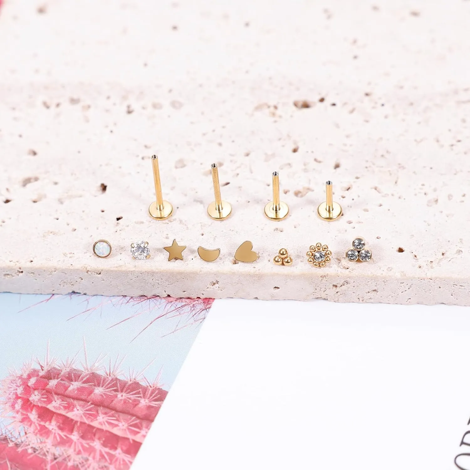 16G 18G 316L Stainless Steel Internally Threaded Labret Monroe Studs Lip Rings Stud for Women Men Flat Back Cartilage Tragus Earrings Studs Forward Helix Earrings Conch Medusa Piercing