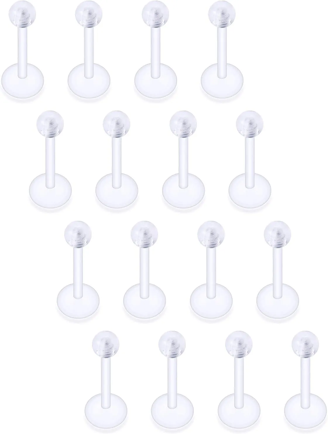 16G Clear Earrings for Sports Plastic Monroe Lip Nose Ring Stud Forward Helix Conch Tragus Cartilage Earrings Studs Medusa Labret Piercing Jewelry Retainer for Surgery Women 6MM 8MM 10MM 12MM