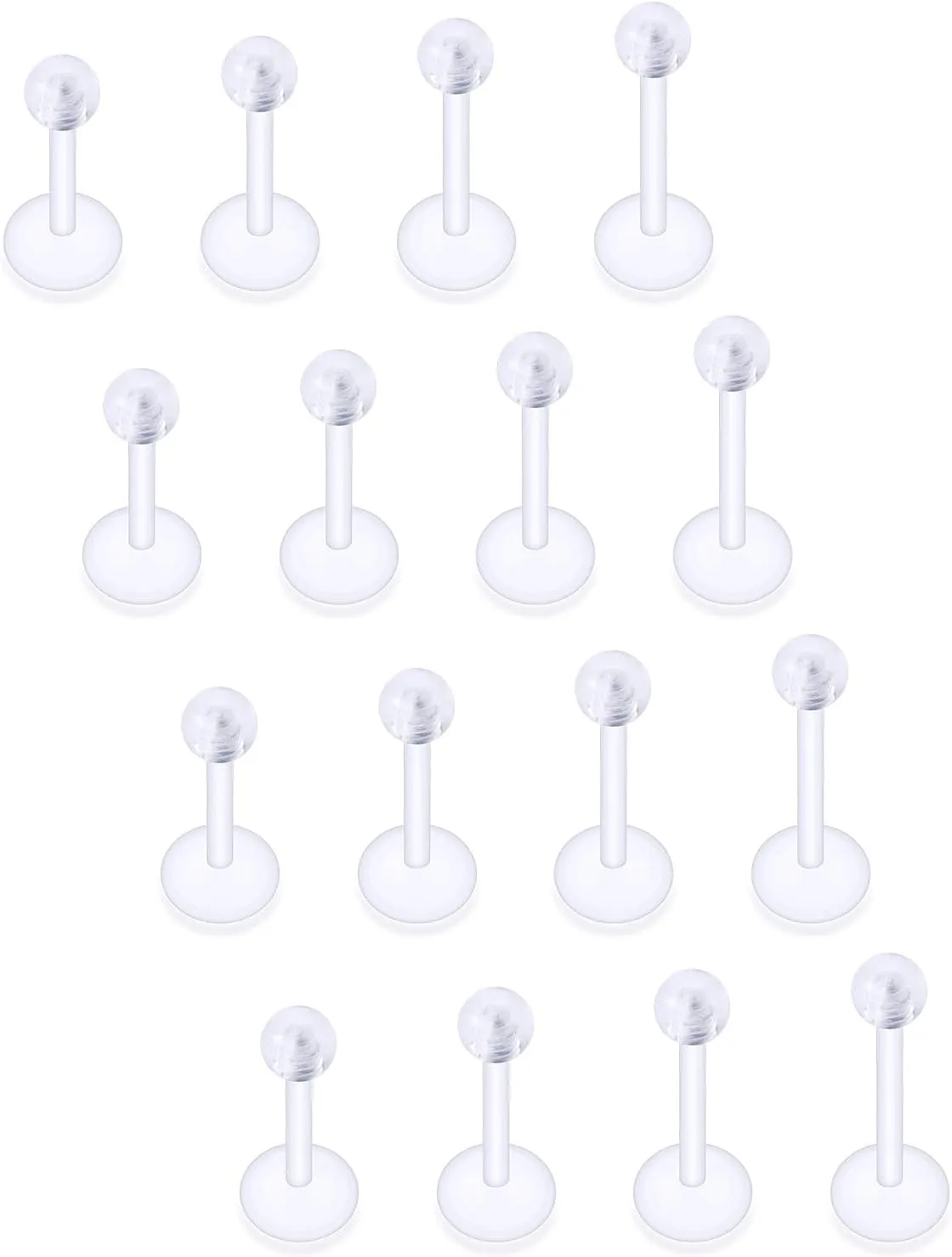 16G Clear Earrings for Sports Plastic Monroe Lip Nose Ring Stud Forward Helix Conch Tragus Cartilage Earrings Studs Medusa Labret Piercing Jewelry Retainer for Surgery Women 6MM 8MM 10MM 12MM
