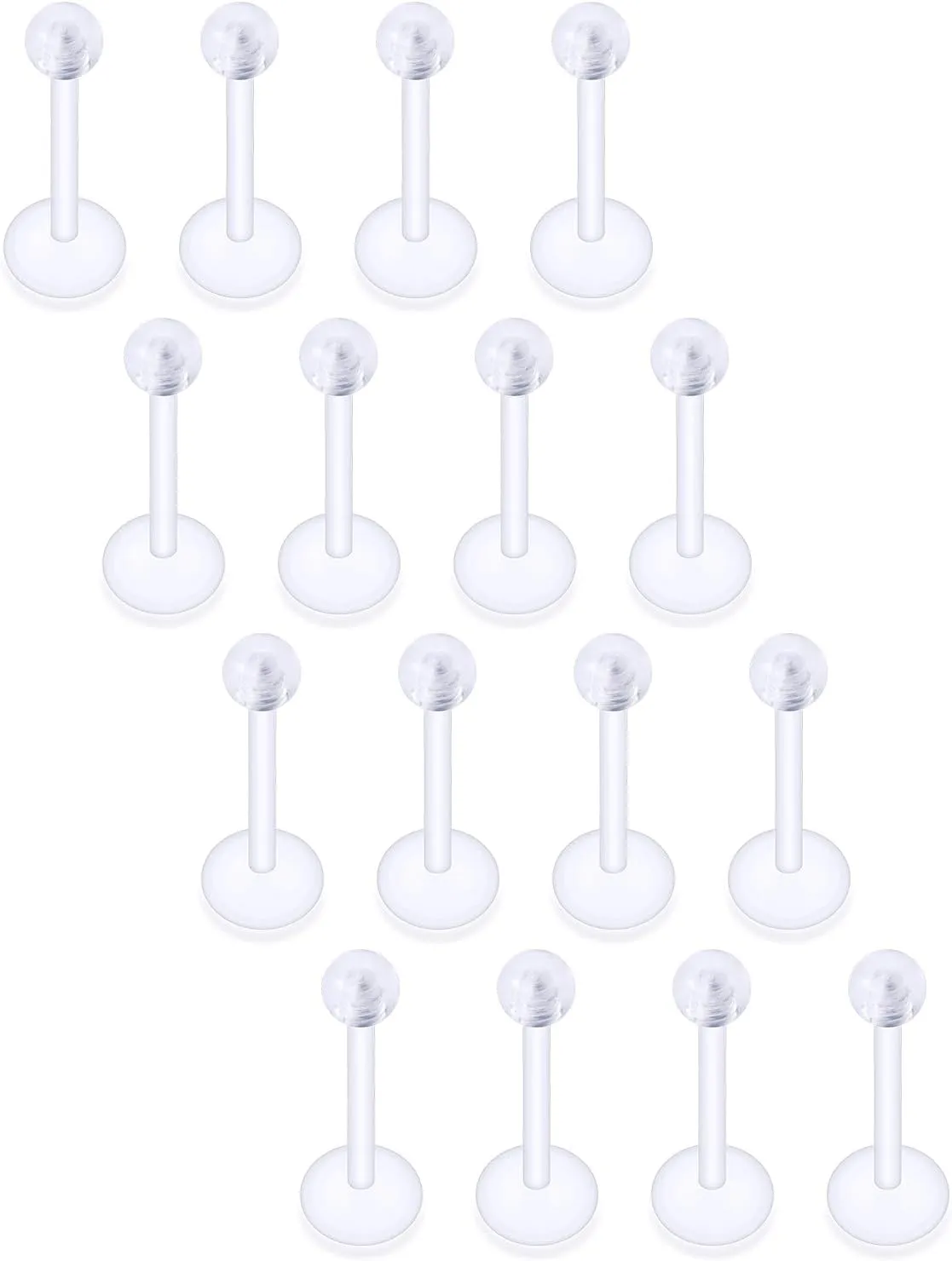 16G Clear Earrings for Sports Plastic Monroe Lip Nose Ring Stud Forward Helix Conch Tragus Cartilage Earrings Studs Medusa Labret Piercing Jewelry Retainer for Surgery Women 6MM 8MM 10MM 12MM