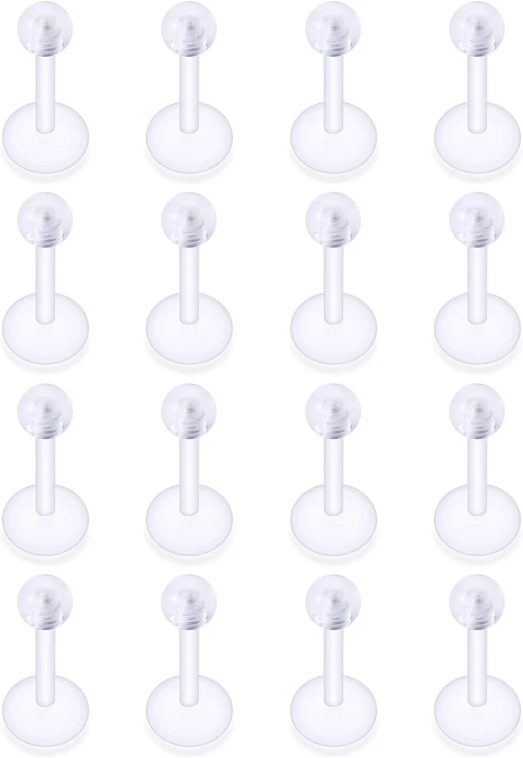 16G Clear Earrings for Sports Plastic Monroe Lip Nose Ring Stud Forward Helix Conch Tragus Cartilage Earrings Studs Medusa Labret Piercing Jewelry Retainer for Surgery Women 6MM 8MM 10MM 12MM