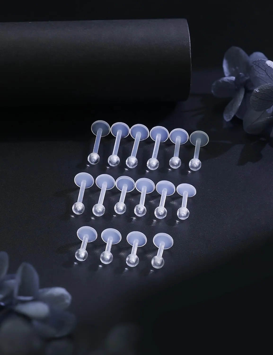 16G Clear Earrings for Sports Plastic Monroe Lip Nose Ring Stud Forward Helix Conch Tragus Cartilage Earrings Studs Medusa Labret Piercing Jewelry Retainer for Surgery Women 6MM 8MM 10MM 12MM