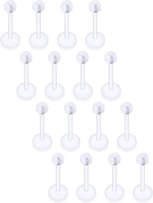 16G Clear Earrings for Sports Plastic Monroe Lip Nose Ring Stud Forward Helix Conch Tragus Cartilage Earrings Studs Medusa Labret Piercing Jewelry Retainer for Surgery Women 6MM 8MM 10MM 12MM