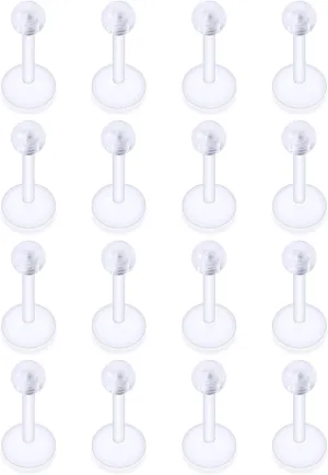 16G Clear Earrings for Sports Plastic Monroe Lip Nose Ring Stud Forward Helix Conch Tragus Cartilage Earrings Studs Medusa Labret Piercing Jewelry Retainer for Surgery Women 6MM 8MM 10MM 12MM