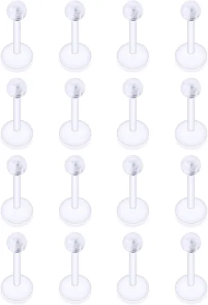 16G Clear Earrings for Sports Plastic Monroe Lip Nose Ring Stud Forward Helix Conch Tragus Cartilage Earrings Studs Medusa Labret Piercing Jewelry Retainer for Surgery Women 6MM 8MM 10MM 12MM
