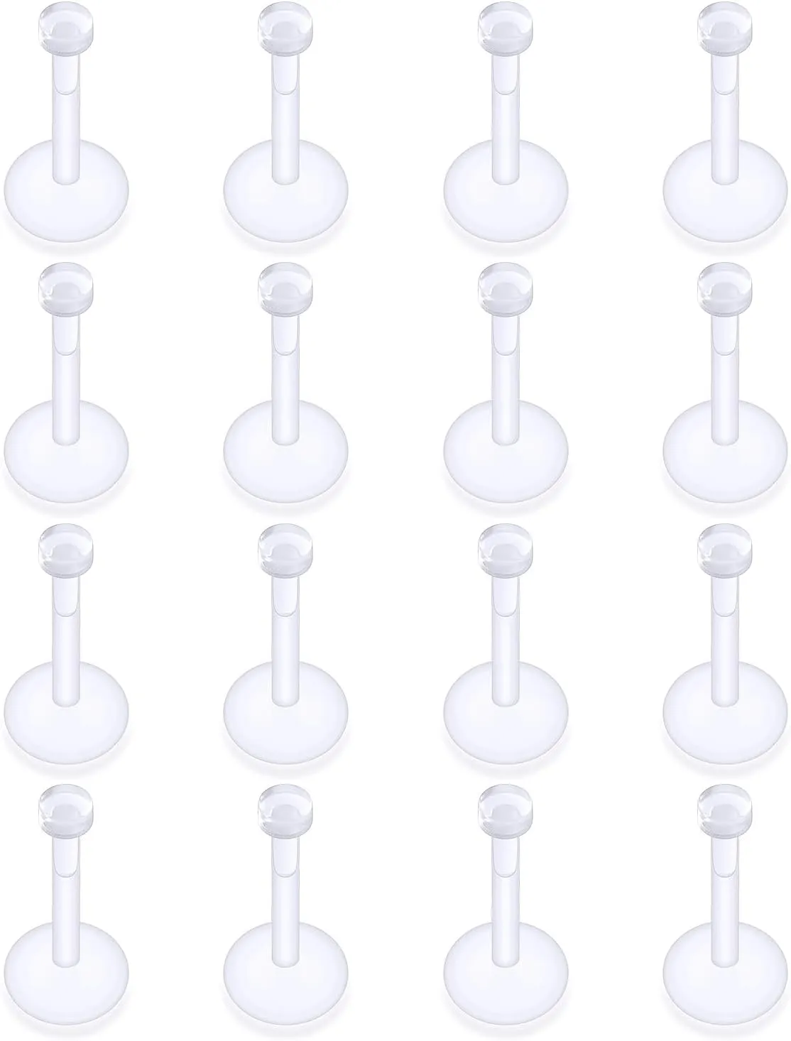 16G Clear Earrings for Sports Plastic Monroe Lip Nose Ring Studs Forward Helix Conch Tragus Cartilage Earrings Studs Medusa Labret Piercing Jewelry Retainer for Surgery Women Men