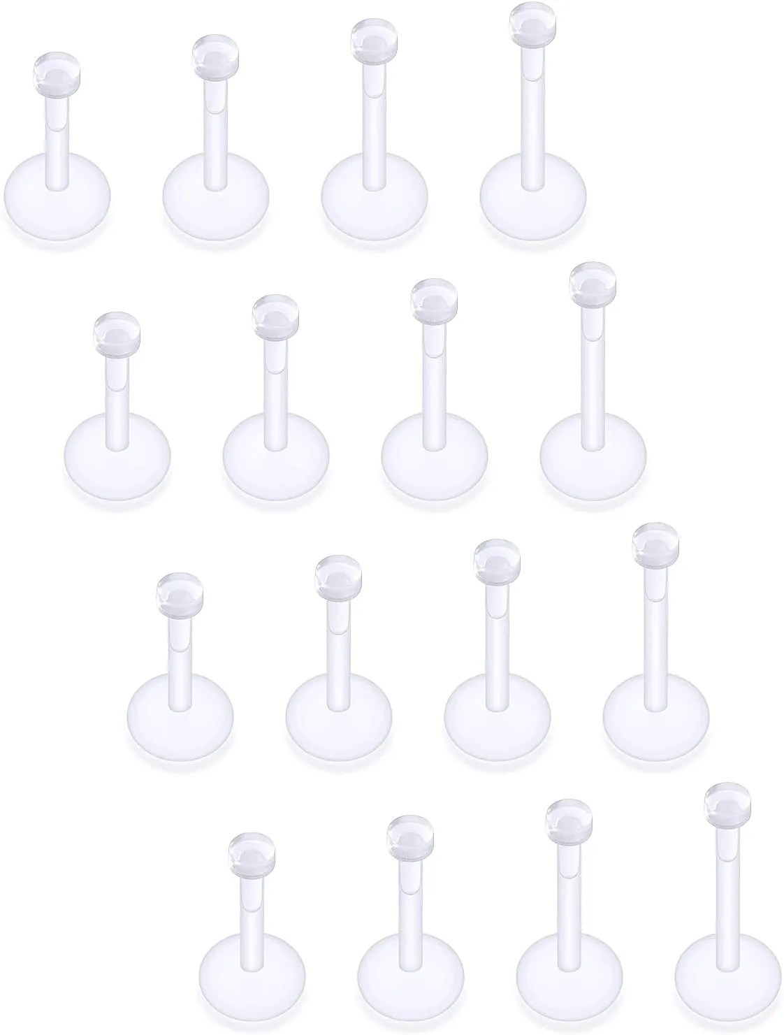 16G Clear Earrings for Sports Plastic Monroe Lip Nose Ring Studs Forward Helix Conch Tragus Cartilage Earrings Studs Medusa Labret Piercing Jewelry Retainer for Surgery Women Men