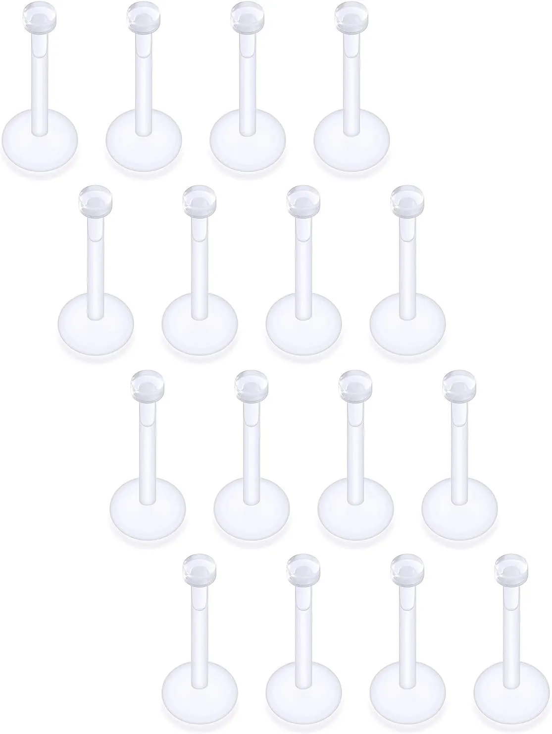 16G Clear Earrings for Sports Plastic Monroe Lip Nose Ring Studs Forward Helix Conch Tragus Cartilage Earrings Studs Medusa Labret Piercing Jewelry Retainer for Surgery Women Men