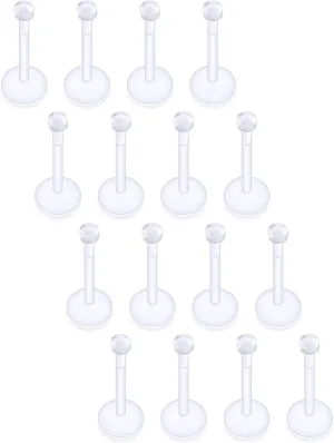 16G Clear Earrings for Sports Plastic Monroe Lip Nose Ring Studs Forward Helix Conch Tragus Cartilage Earrings Studs Medusa Labret Piercing Jewelry Retainer for Surgery Women Men